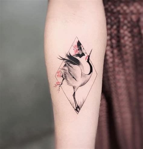 Fine Line Crane Tattoo | Bird tattoos for women, Crane tattoo, Small tattoos for guys