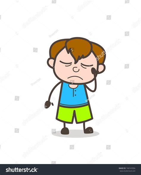 Sad Kid Face Cute Cartoon Boy Stock Vector (Royalty Free) 740747056 ...