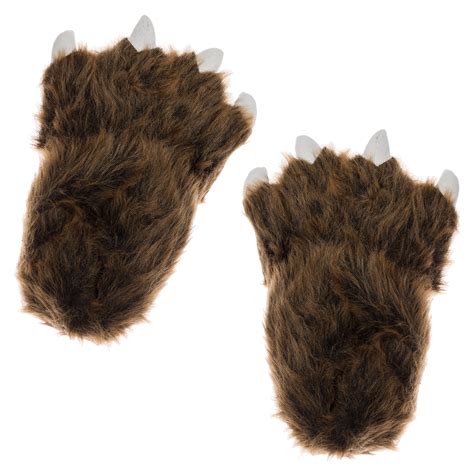 Wishpets Brown Grizzly Bear Animal Paw Plush Fuzzy Slippers | eBay