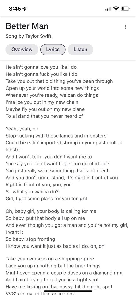 Apparently the lyrics to Better Man have changed… (via Google) : r ...