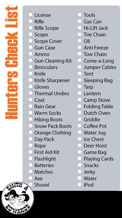 A hunter's checklist! Be sure to check out our camo pattern guide too ...