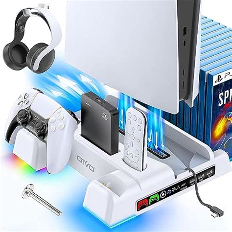 PS5 / PS5 Slim Stand and Cooling Station with LED Controller Charging ...