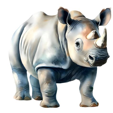 Premium AI Image | Baby rhino isolated on a white background watercolor style