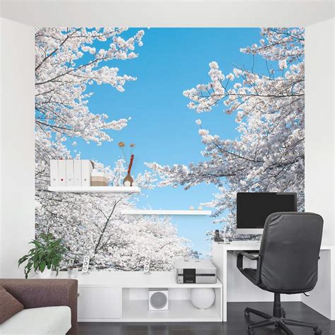 White Cherry Blossom Wall Decal | Cherry Blossom Tree Wall Mural