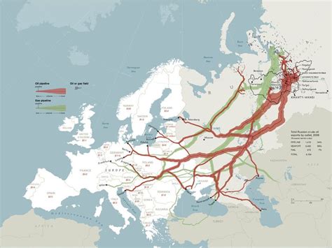 Europe Oil and Gas pipelines map by Virginia W. Mason, National ...