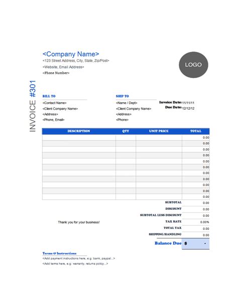 Invoice Templates For Excel