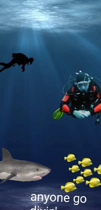 Underwater Diver and Sharks Wallpaper - free download