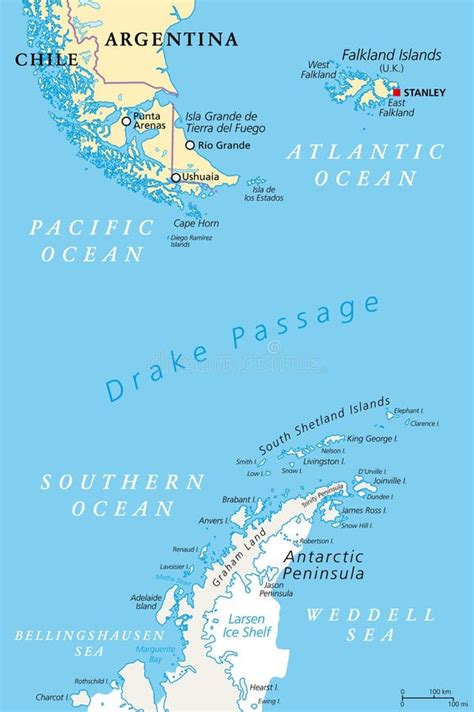 Drake Passage, Political Map, Referred To As Mar De Hoces, Hoces Sea ...