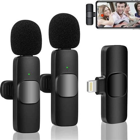 2Pcs Wireless Lavalier Microphone for iPhone iPad, Plug and Play Noise ...