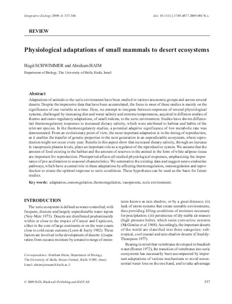 (PDF) Physiological adaptations of small mammals to desert ecosystems | Abraham Haim - Academia.edu