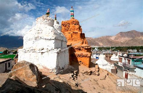 Stupas in Leh - Ladakh - Jammu and Kashmir - India, Stock Photo ...