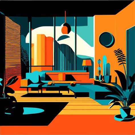 Premium Vector | Modern living room interior design vector illustration