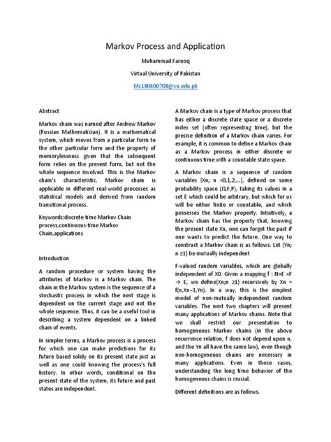 Markov Process and Application | PDF | Markov Chain | Stochastic Process