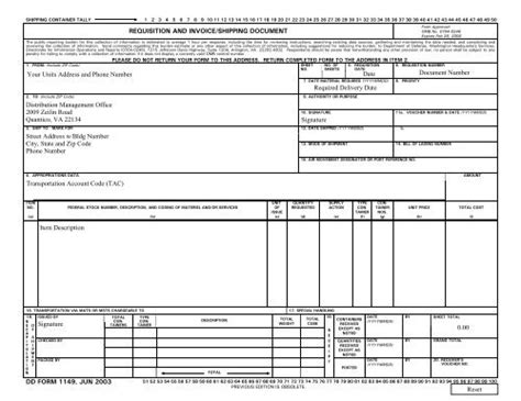 DD Form 1149, Requisition and Invoice/Shipping Document, June ...