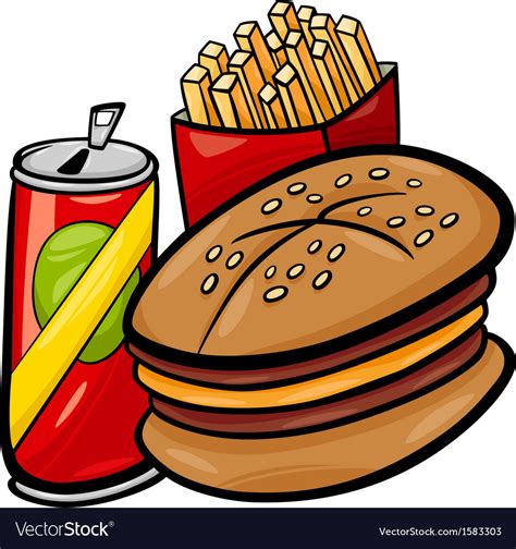 Fast food cartoon clip art Royalty Free Vector Image