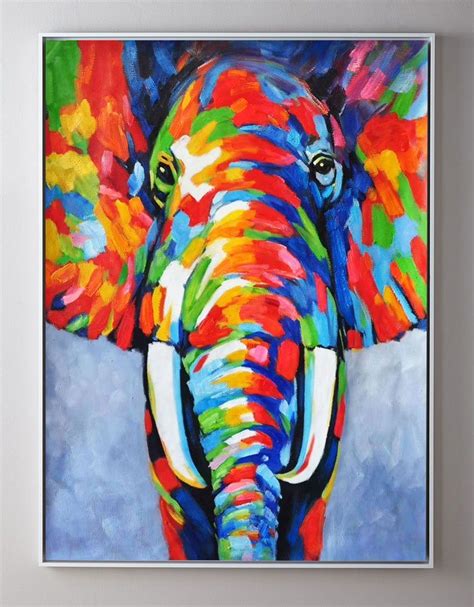 Color Elephant Abstract Painting Large colorful Animal Painting – Artexplore