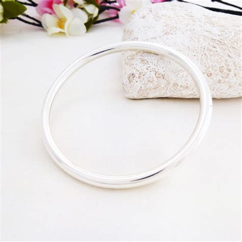 Round Ladies Solid Silver Bangle a Perfect Christmas Present