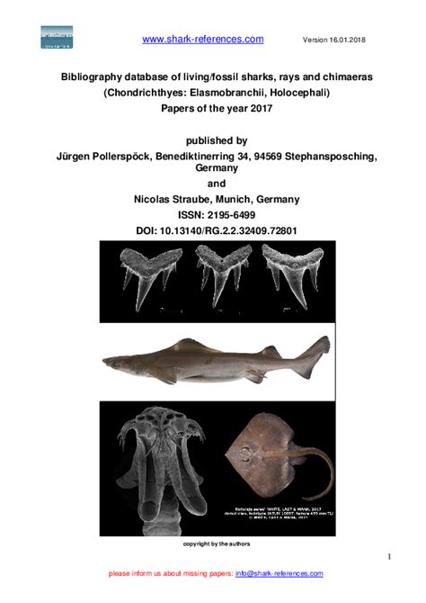 (PDF) Bibliography database of living/fossil sharks, rays and chimaeras (Chondrichtyes ...