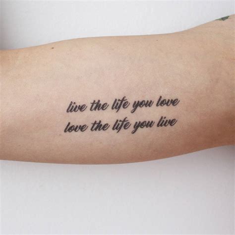 live the life you love love the life you live temporary tattoo