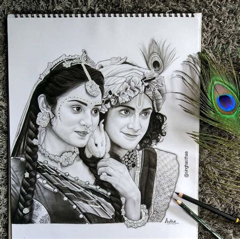 Radha Krishna Portrait by Singhasthaa