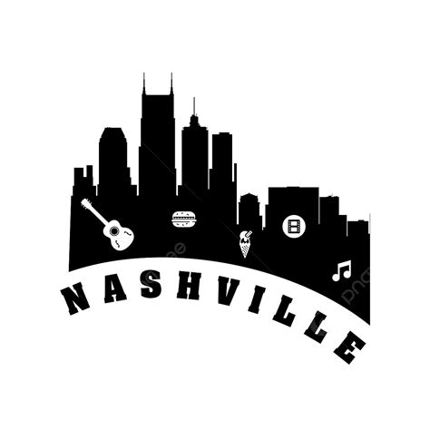 Nashville Skyline Black And White Outline Clipart