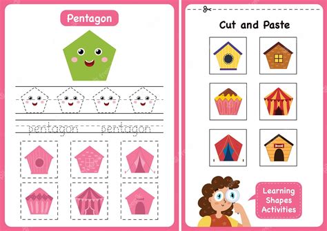 Premium Vector | Learning shapes activity page pentagon geometric ...