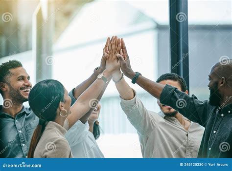 Im so Proud of this Team. Shot of a Group of Coworkers High Fiving Each Other. Stock Photo ...