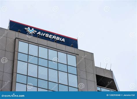 Logo of Air Serbia, on Their Main Office at Dusk. Air Serbia, Partly ...