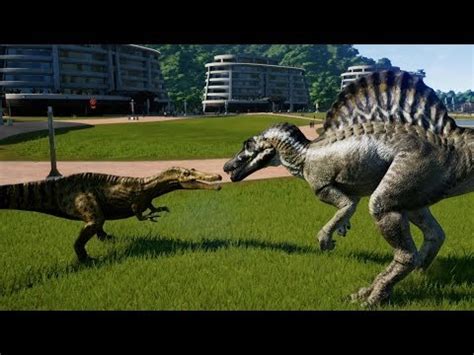 Baryonyx, Suchomimus & Spinosaurus Breakout & Fight! Jurassic World Evolution (1080p 60FPS ...