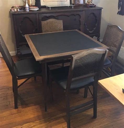 Vintage Stakmore Folding Card Table with Chairs 32" Square by 29-1/8" High #afflink | Table ...