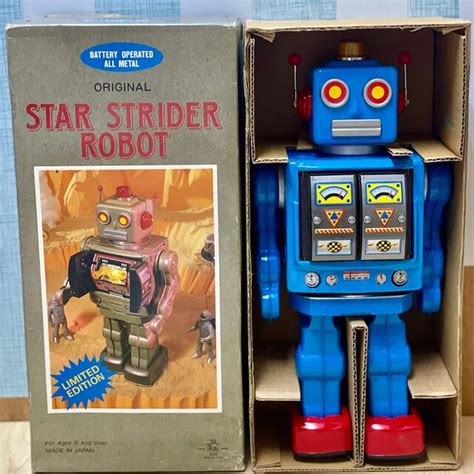 STAR STRIDER ROBOT Blue Metal House Tin Robot TOY Figure Made in Japan $879.99 - PicClick