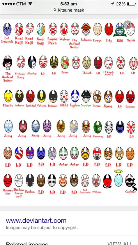 an iphone screen showing the different types of masks