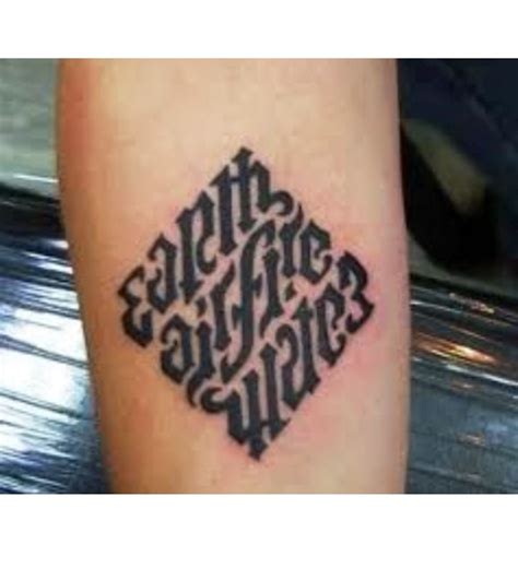 Hot Ambigram Tattoo - Earth, Air, Fire, Water by Lindsey Holmes - Musely