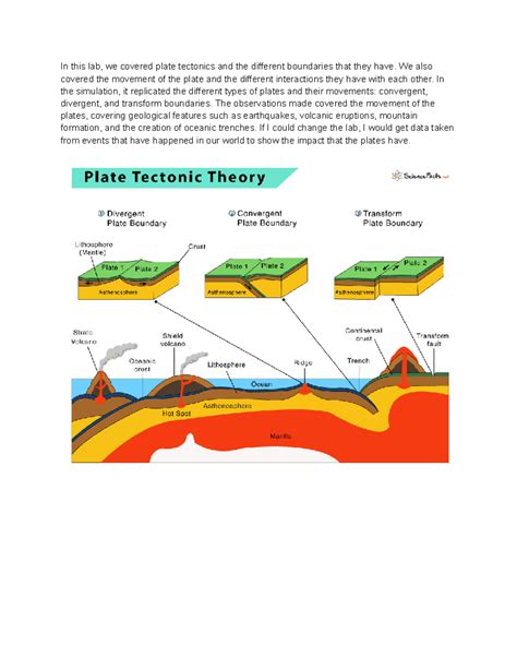 The movement of tectonic plates. - In this lab, we covered plate ...