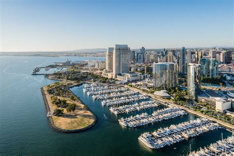 Aerial San Diego Embarcadero Marina Park - Toby Harriman