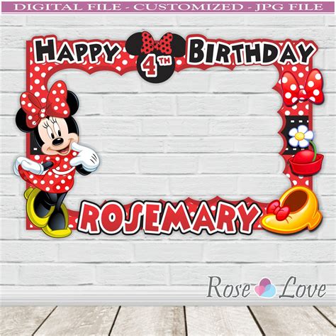 Minnie Mouse Birthday Red Minnie Mouse Photo Booth Frame | Etsy