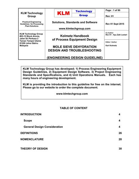 (PDF) ENGINEERING DESIGN GUIDELINES mole sieve dehydration ...