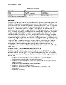 Fade Plan for SCIA / 1-1 Template (Editable) by BCBA Becca | TPT