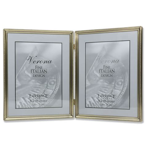 Lawrence Frames Antique Brass 8x10 Hinged Double Picture Frame - Bead Border Design - Walmart ...