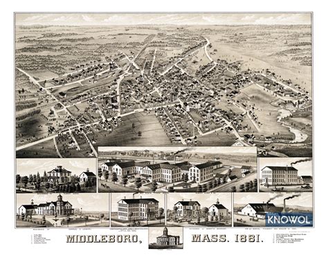 Historic map of Middleboro, MA from 1881 - KNOWOL