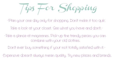 Everyday, Lovely Day: Tips For Shopping