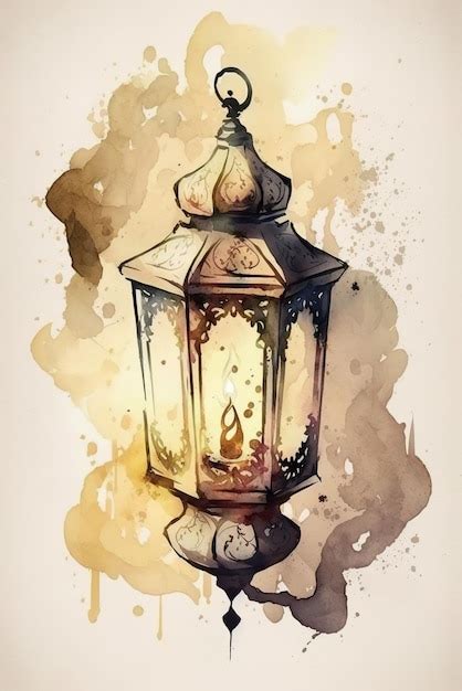 Premium Photo | Watercolor painting of a lantern with a candle