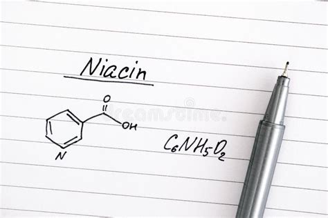 Chemical Formula of Niacin on Lined Paper with Black Pen. Stock Photo - Image of formula, study ...