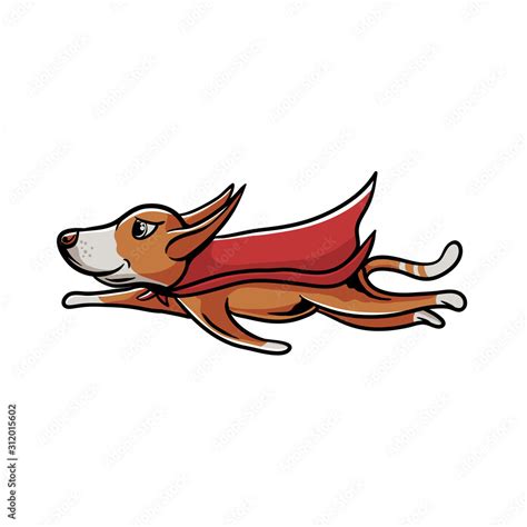 Superhero dog flying illustration. Funny animal character in cartoon ...