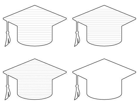 Free Printable Graduation Cap-Shaped Writing Templates