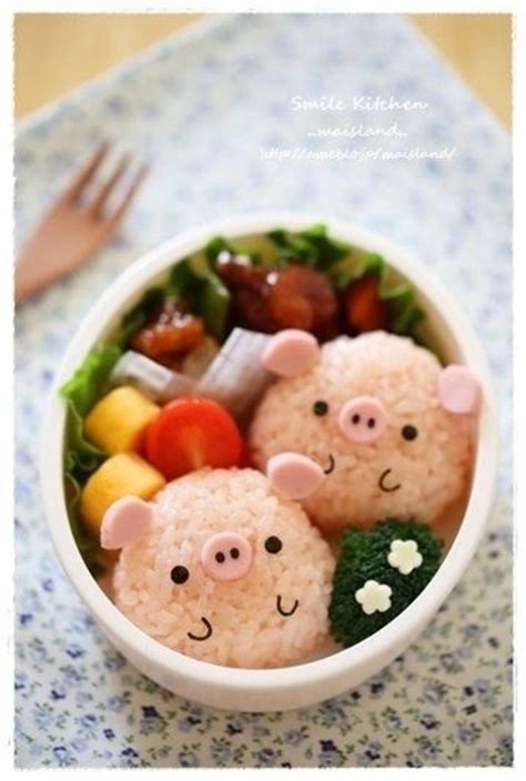 Pig onigiri bento 猪饭团 | ベビーフードのレシピ, レシピ, 料理 レシピ