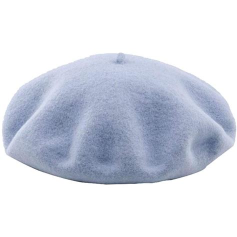 Solid Color Classic French Artist Beret Hat 100% Wool - Light Blue ...