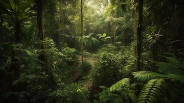 Premium AI Image | A jungle scene with a path in the middle of the jungle.