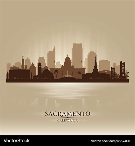 Sacramento california city skyline silhouette Vector Image