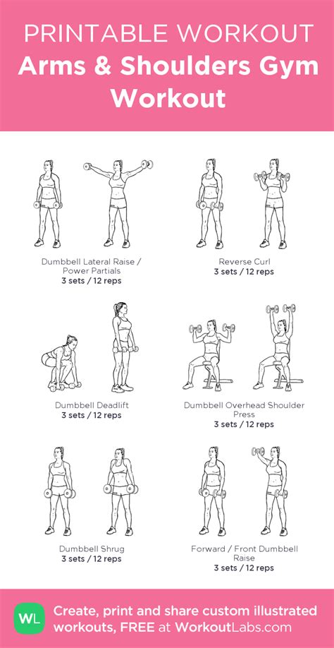 Arms & Shoulders Gym Workout | Free weight workout, Gym workout plan for women, Workout plan gym